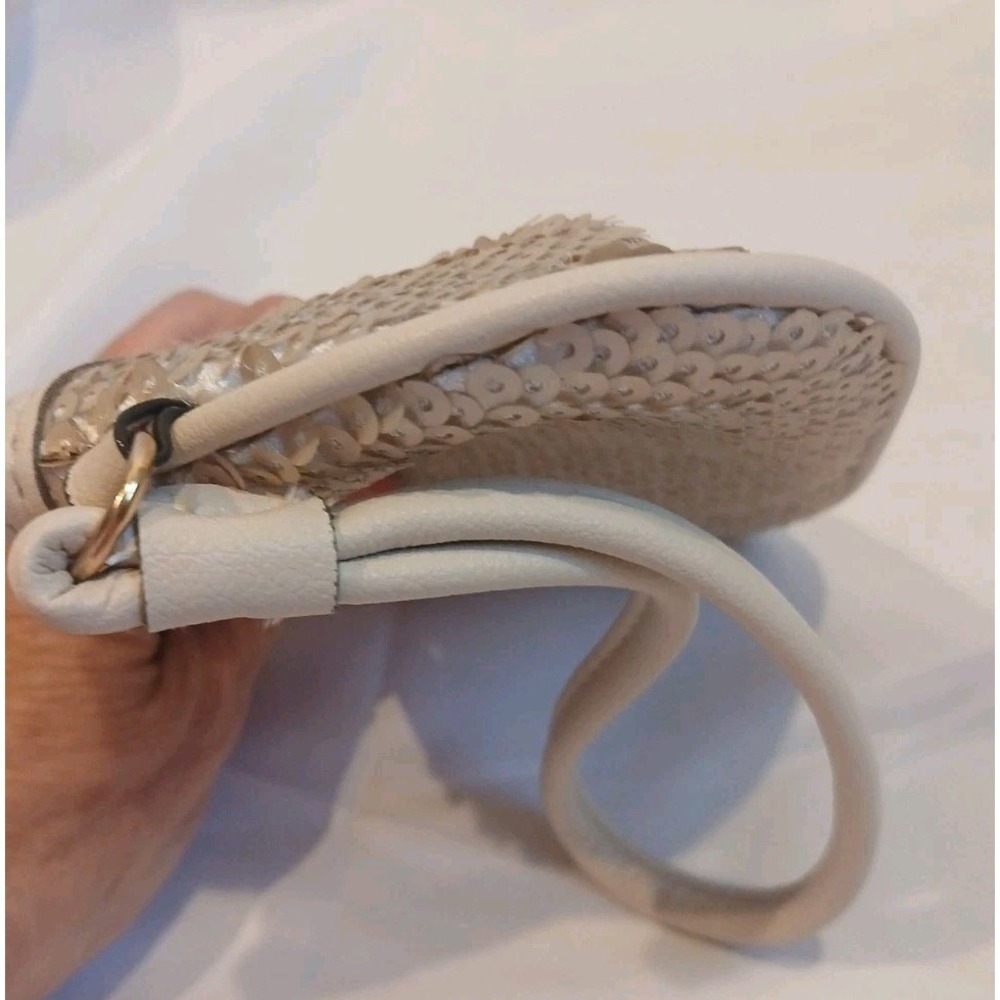 Juicy Couture‎ Y2K Sequin Wristlet Bag Off White Logo Glam Mini Purse Bling - Picture 11 of 15